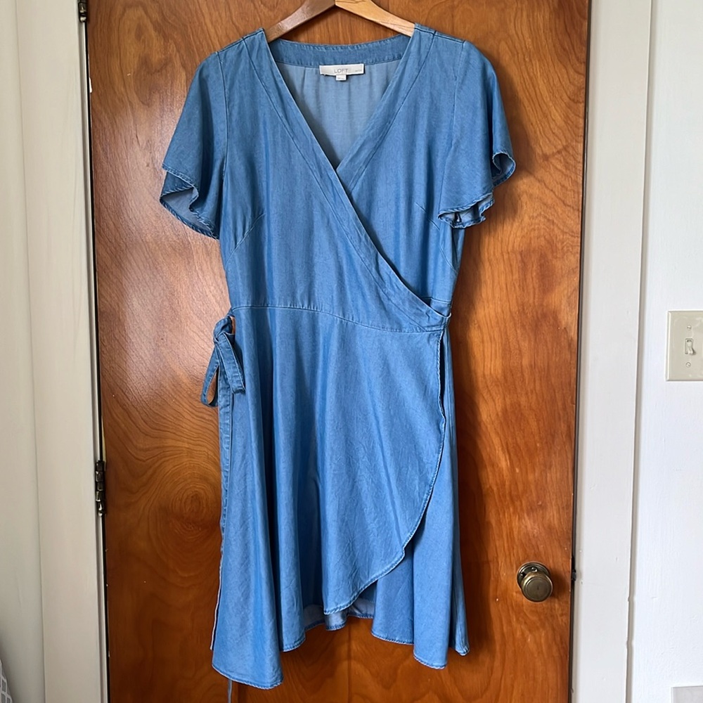 LOFT, Chambray Wrap Dress